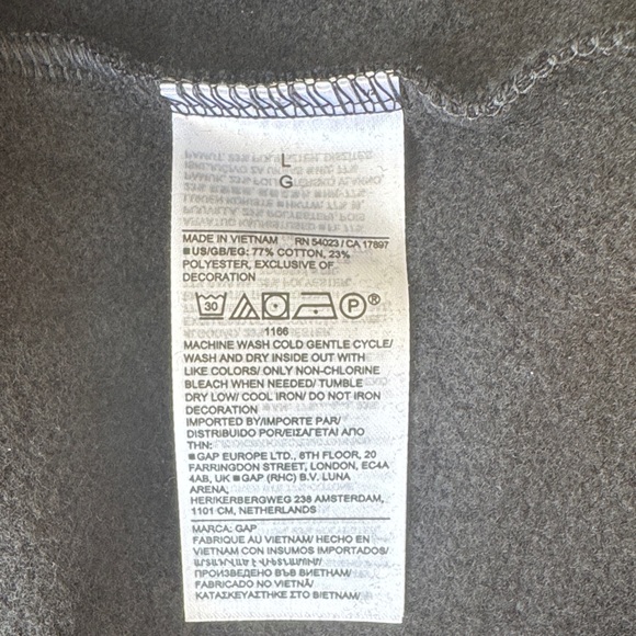 GAP VintageSoft Eyelet-Sleeve Sweatshirt Large - Picture 7 of 7